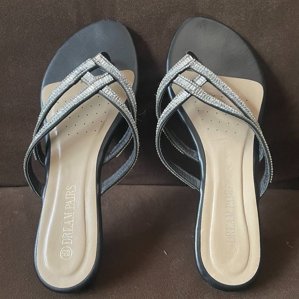 Dream Pairs Black Sandals with Rhinestones - Size 8.5